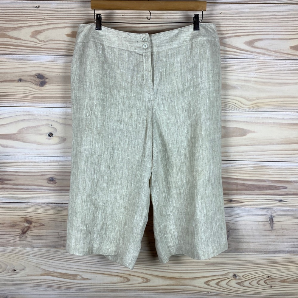 Harve Benard Pants Women 16W Linen Crop Wide Leg Trousers Linen Elevated Career